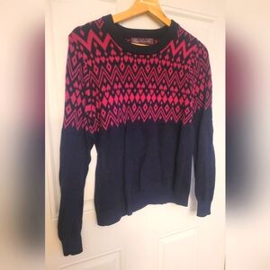 Gloria Vanderbilt Color Block Fair Isle/navy & purple Size Large